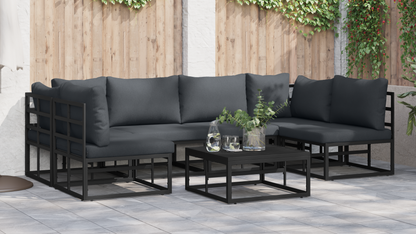 Tuin Sofa Set 6 pcs Zwart 283 x 141.5 x 71 cm Aluminium