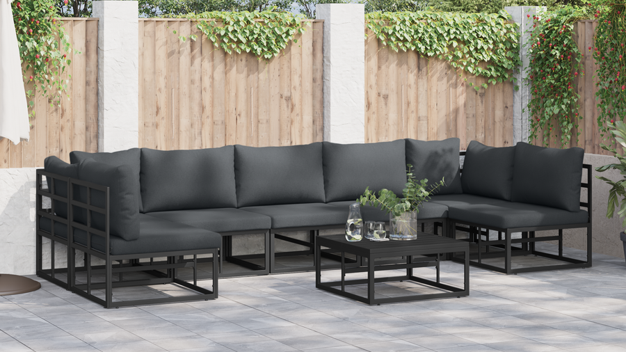 Tuin Sofa Set 7 pcs Zwart 353 x 141.5 x 71 cm Aluminium