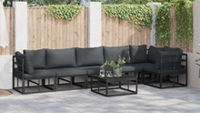 Tuin Sofa Set met kussen met kussen 7 pcs Zwart 70 x 70 x 32 cm Aluminium