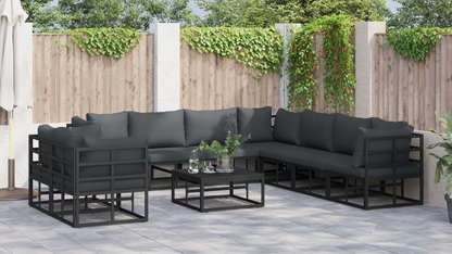 Tuin Sofa Set 9 pcs Zwart 283 x 283 x 71 cm Aluminium