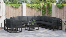 Tuin Sofa Set met kussen met kussen 10 pcs Zwart 70 x 70 x 32 cm Aluminium