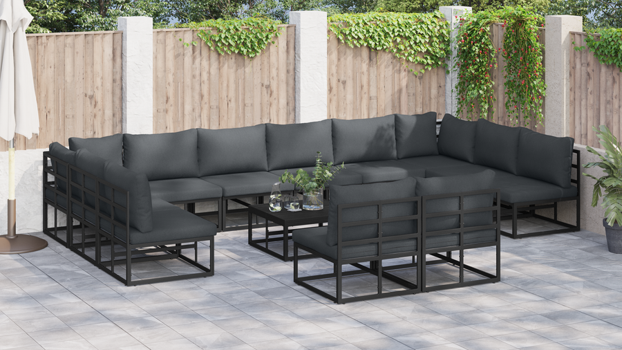 Tuin Sofa Set 12 pcs Zwart 423 x 211.5 x 71 cm Aluminium