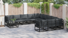 Tuin Sofa Set met kussen met kussen 12 pcs Zwart 70 x 70 x 32 cm Aluminium
