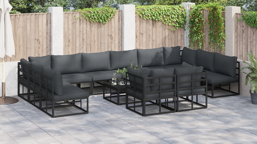 Tuin Sofa Set 12 pcs Zwart 423 x 211,5 x 71 cm Aluminium