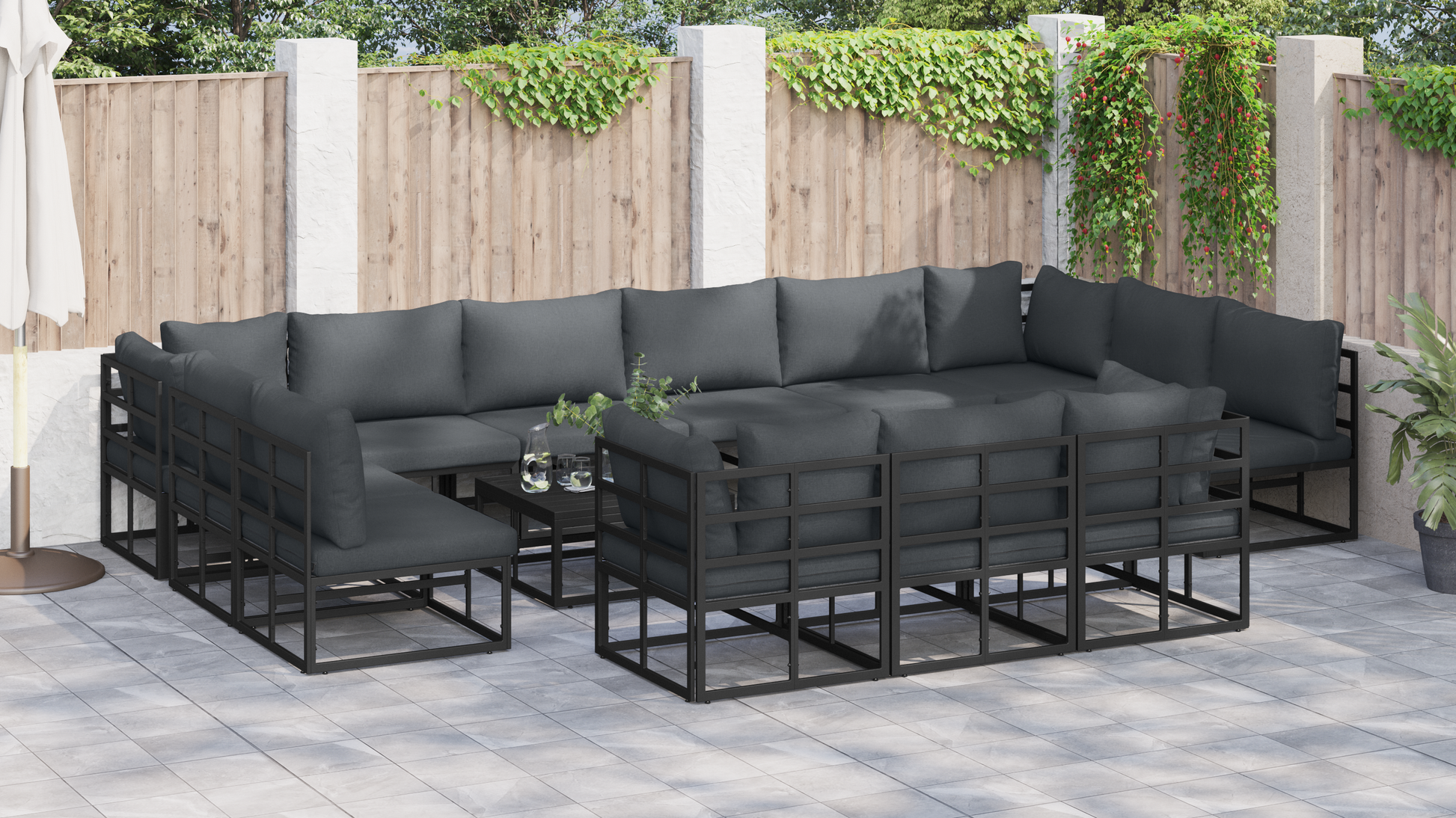 Tuin Sofa Set 13 pcs Zwart 423 x 211,5 x 71 cm Aluminium