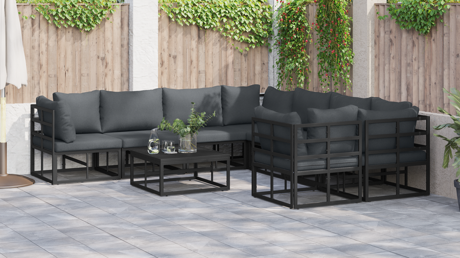 Tuin Sofa Set 8 pcs Zwart 283 x 283 x 71 cm Aluminium