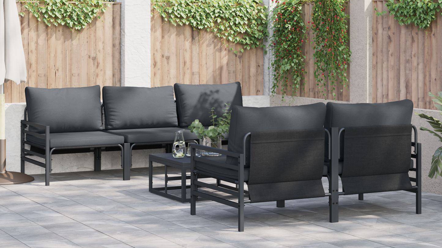Tuin Sofa Set 6 pcs Antraciet 70 x 70.5 x 31.5 cm Staal & Stof