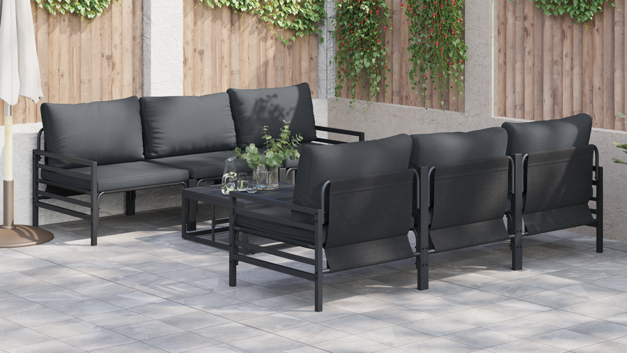 Tuin Sofa Set 7 pcs Antraciet 70 x 70.5 x 31.5 cm Staal & Stof