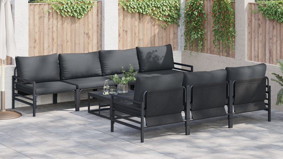 Tuin Sofa Set 8 pcs Antraciet 70 x 70.5 x 31.5 cm Staal & Stof