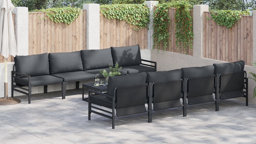 Tuin Sofa Set 9 pcs Antraciet 70 x 70.5 x 31.5 cm Staal & Stof