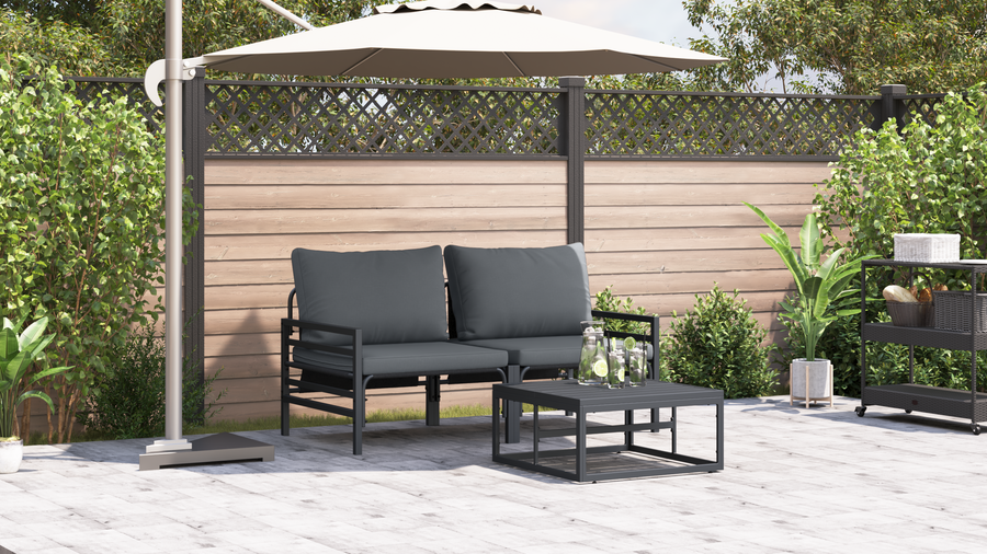 Tuin Sofa Set 3 pcs Antraciet Staal