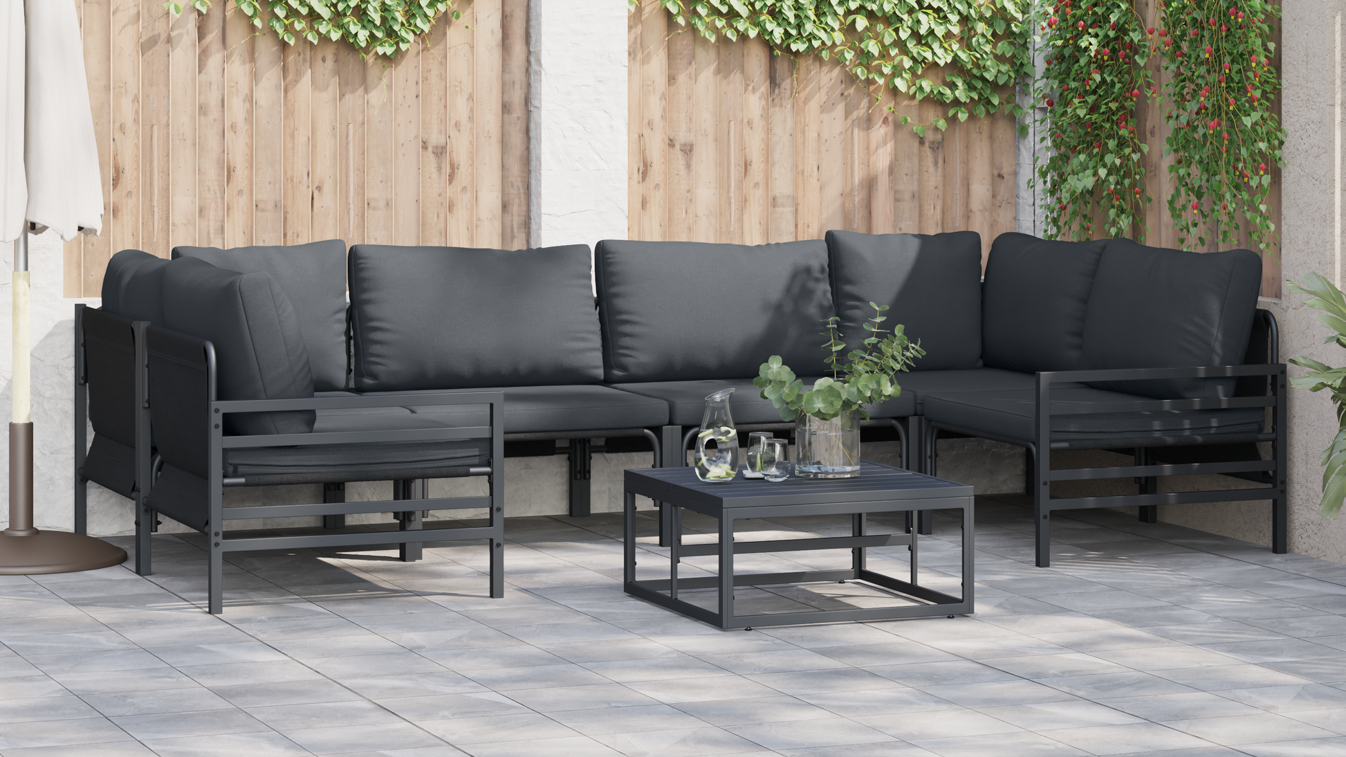 Tuin Sofa Set 7 pcs Antraciet Staal