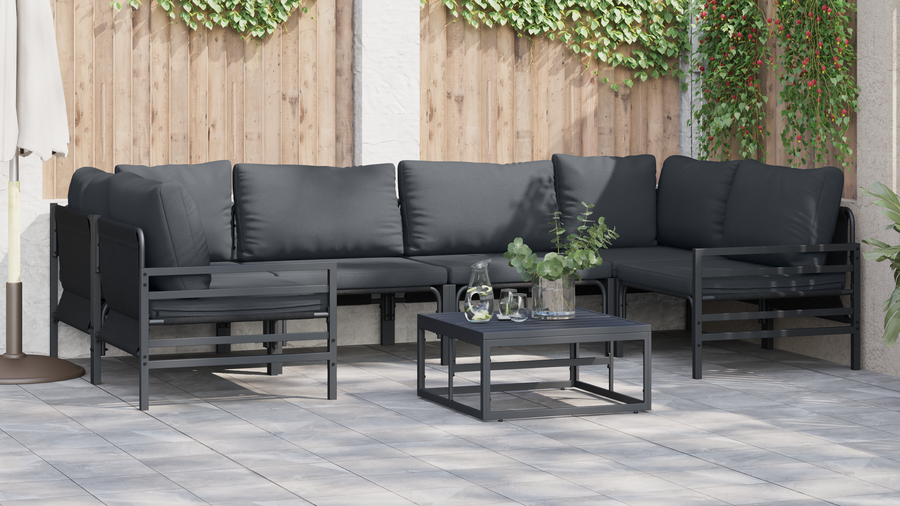 Tuin Sofa Set 7 pcs Antraciet Staal