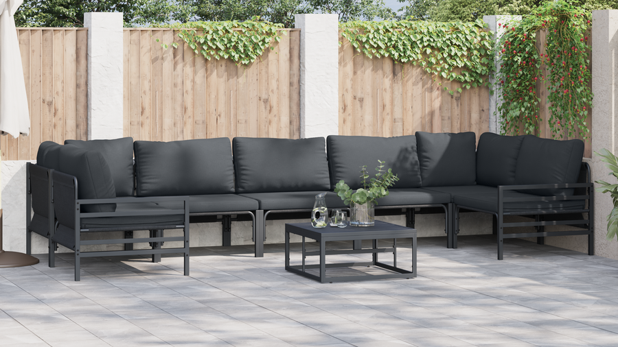 Tuin Sofa Set 7 pcs Antraciet Staal