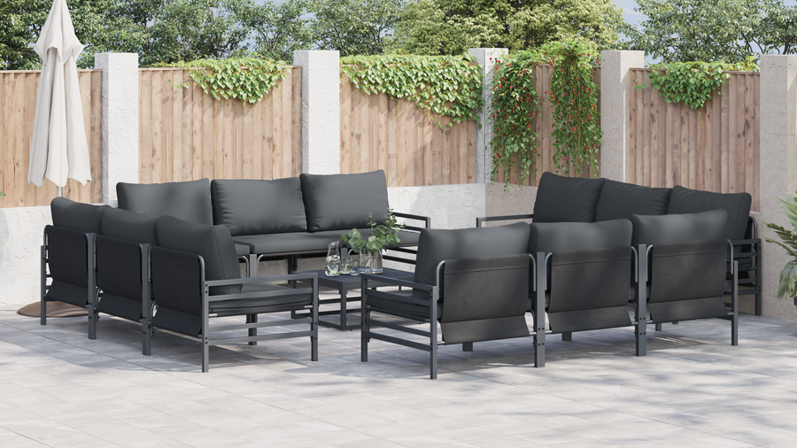 Tuin Sofa Set 13 pcs Antraciet Staal