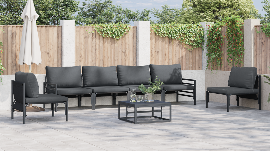 Tuin Sofa Set 6 pcs Antraciet Staal