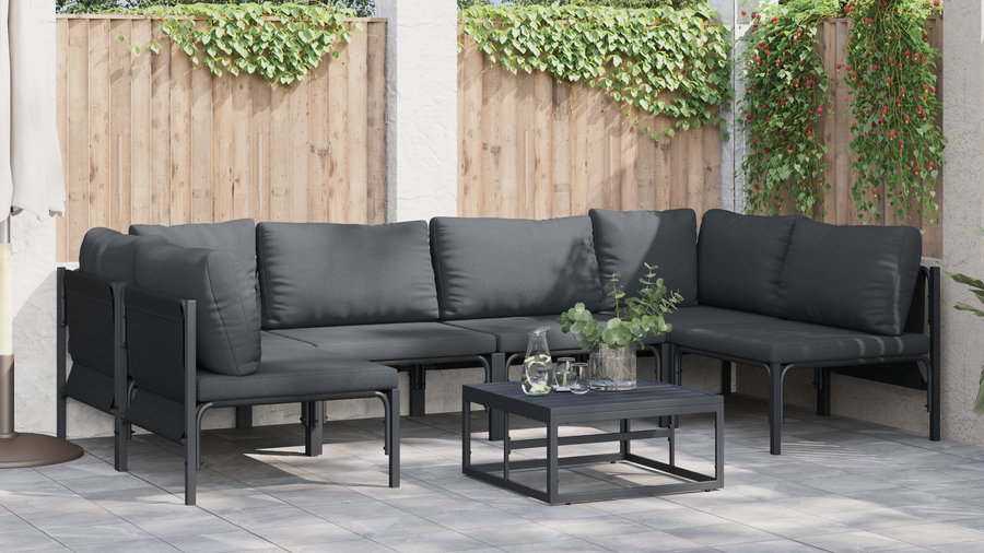 Tuin Sofa Set 7 pcs Antraciet Staal