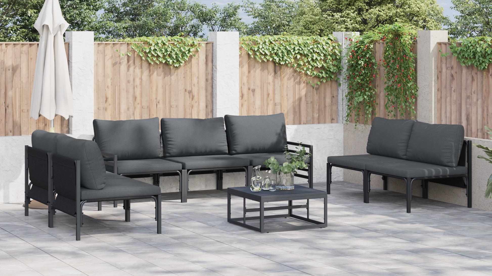 Tuin Sofa Set 7 pcs Antraciet Staal