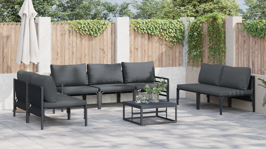 Tuin Sofa Set 7 pcs Antraciet Staal