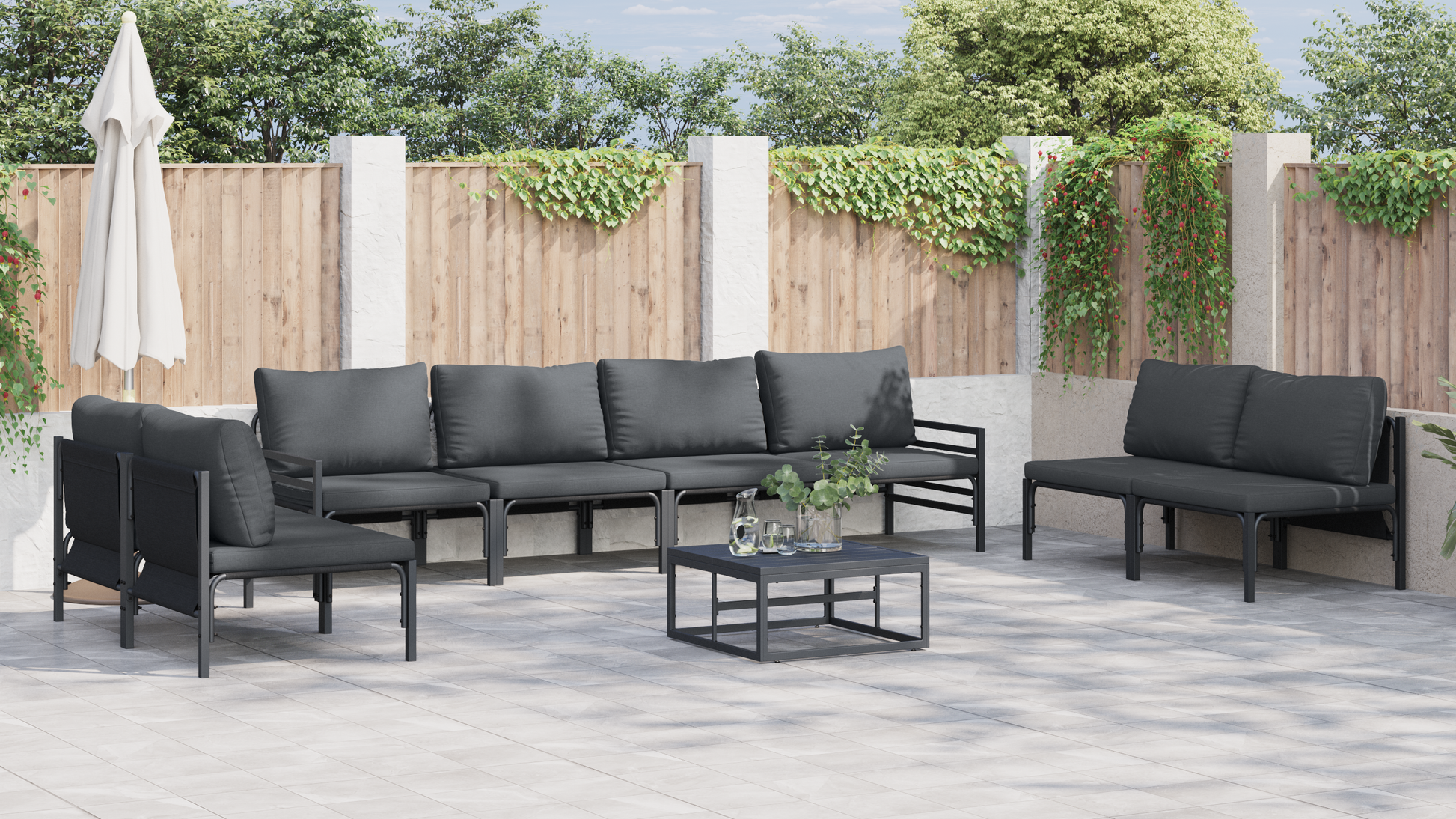 Tuin Sofa Set 8 pcs Antraciet Staal