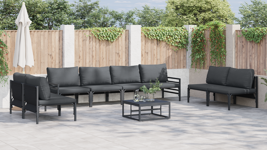 Tuin Sofa Set 9 pcs Antraciet Staal