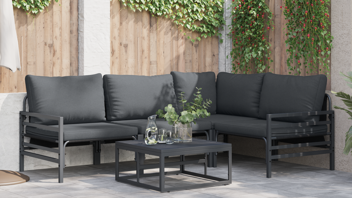 Tuin Sofa Set 4 pcs Antraciet Staal