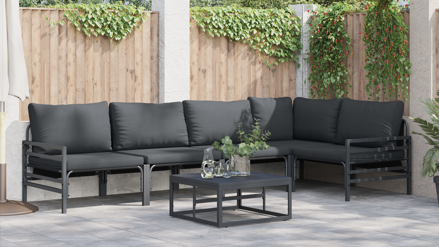 Tuin Sofa Set 6 pcs Antraciet Staal