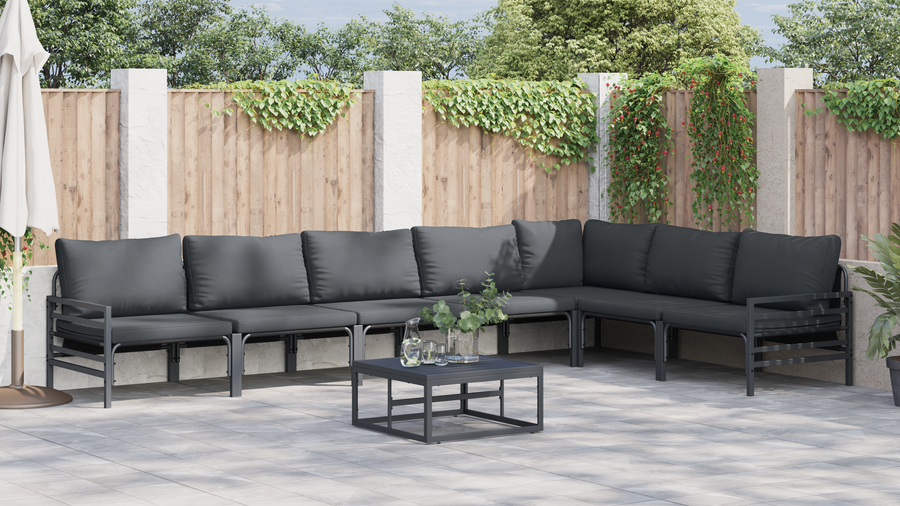 Tuin Sofa Set 8 pcs Antraciet Staal