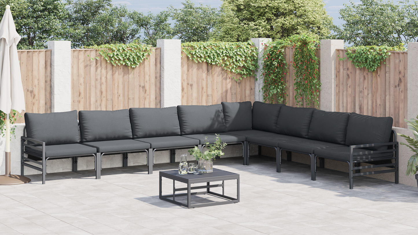 Tuin Sofa Set 9 pcs Antraciet Staal
