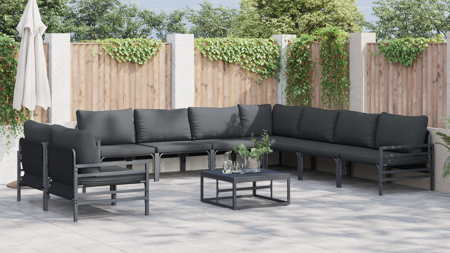 Tuin Sofa Set 9 pcs Antraciet Staal