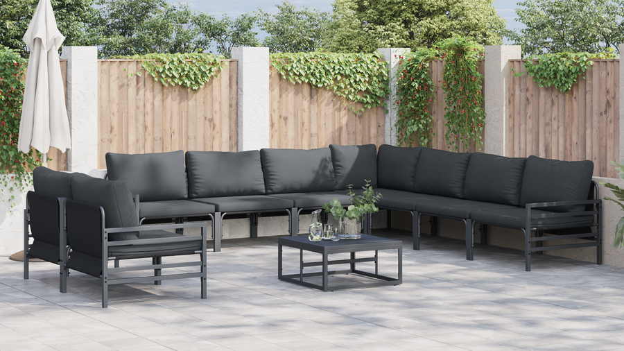 Tuin Sofa Set 10 pcs Antraciet Staal