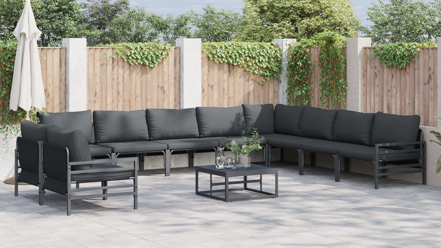 Tuin Sofa Set 11 pcs Antraciet Staal