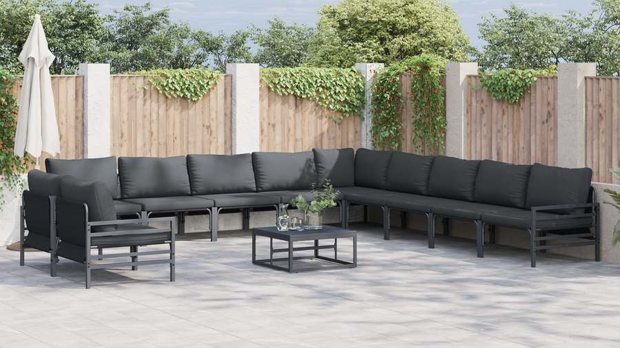 Tuin Sofa Set 11 pcs Antraciet Staal