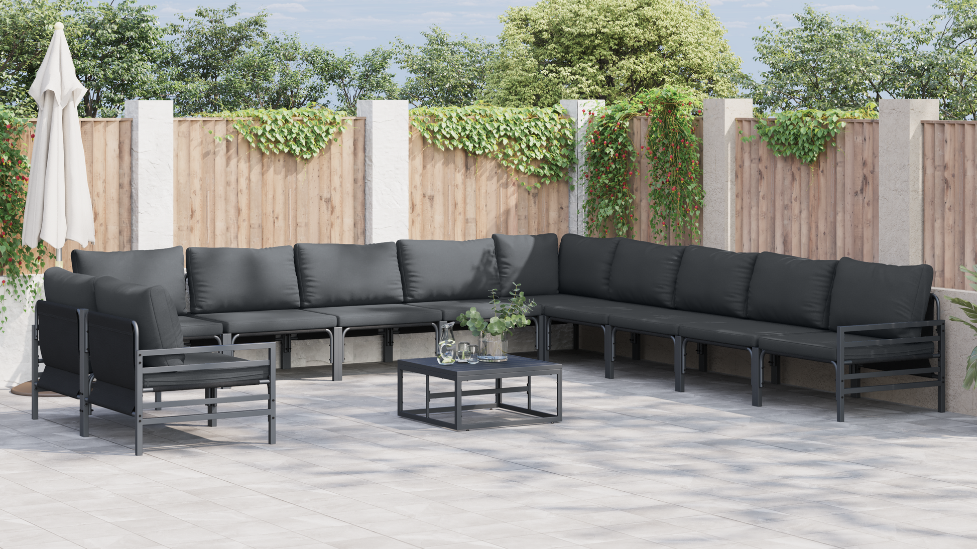 Tuin Sofa Set 12 pcs Antraciet Staal
