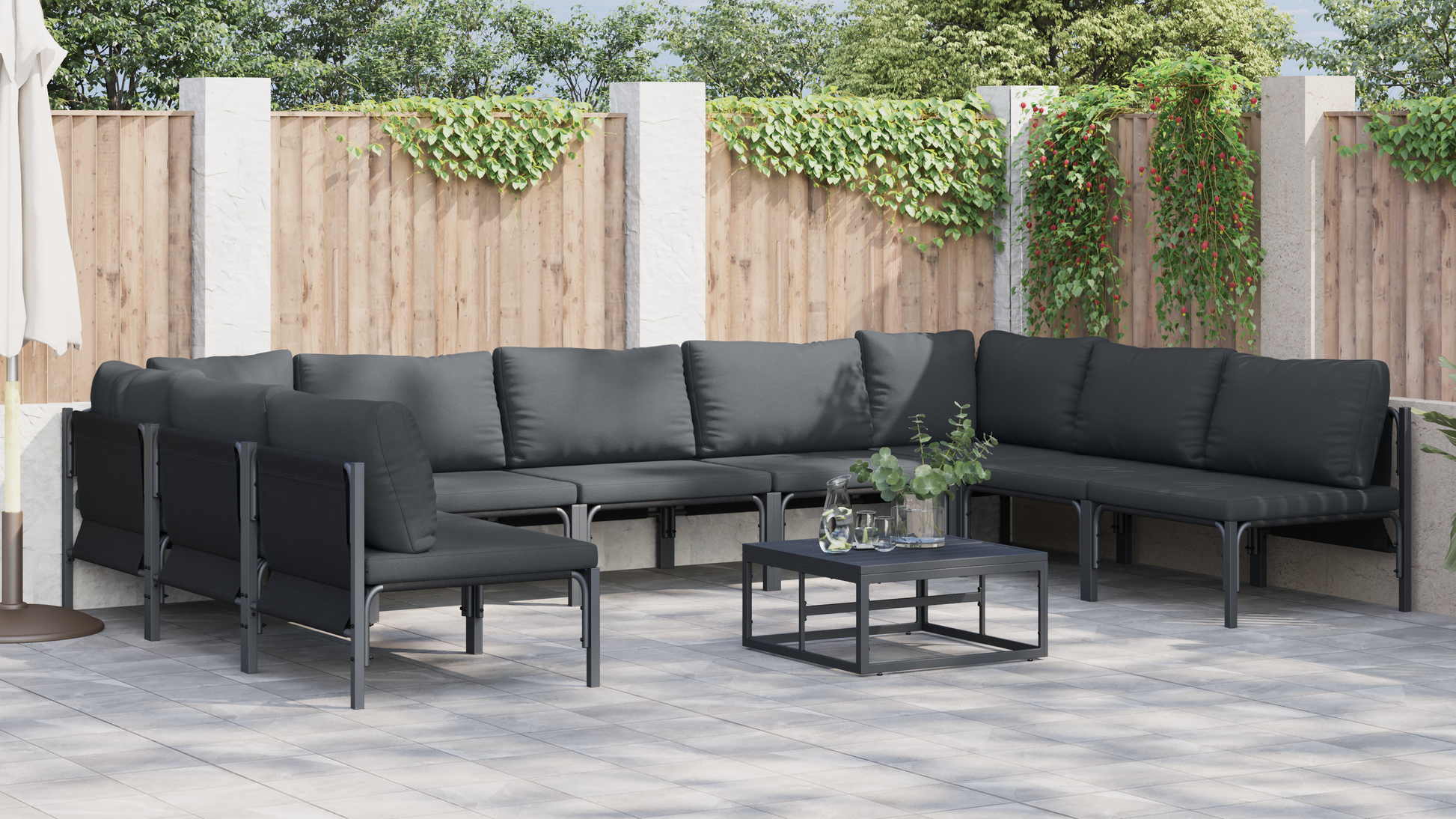 Tuin Sofa Set 9 pcs Antraciet Staal