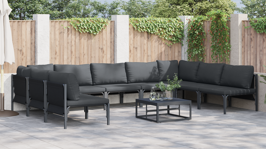 Tuin Sofa Set 9 pcs Antraciet Staal
