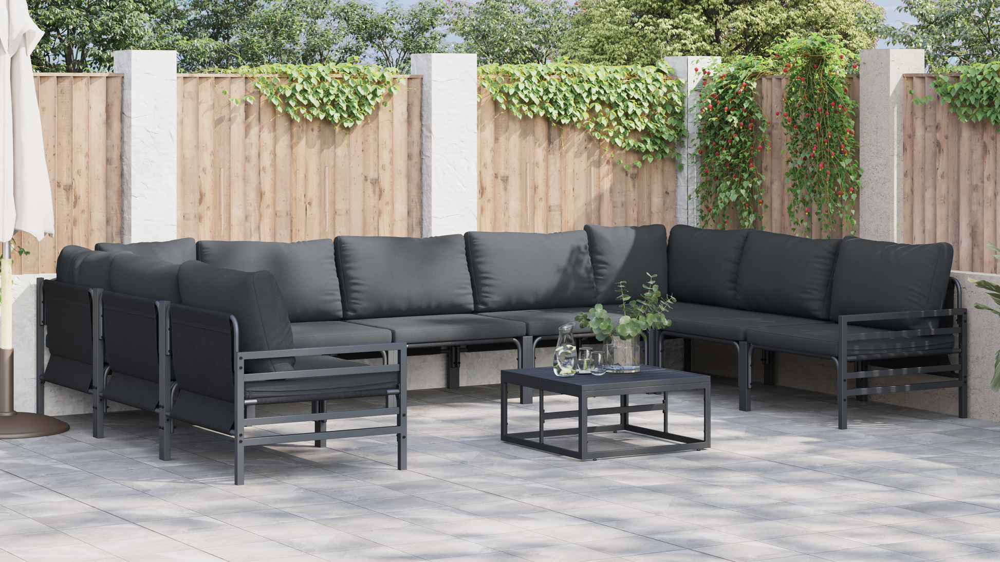Tuin Sofa Set 10 pcs Antraciet Staal
