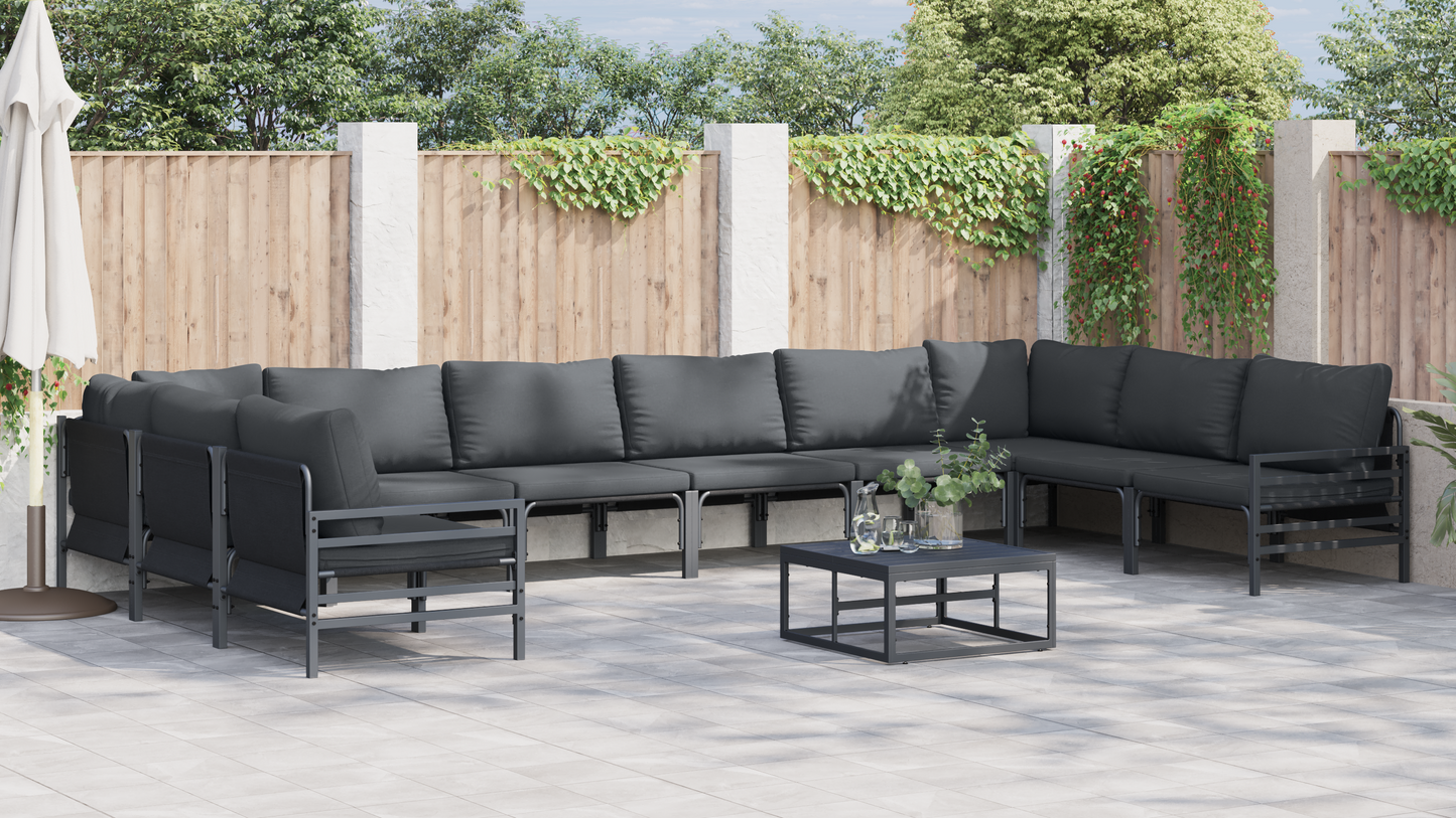 Tuin Sofa Set 11 pcs Antraciet Staal