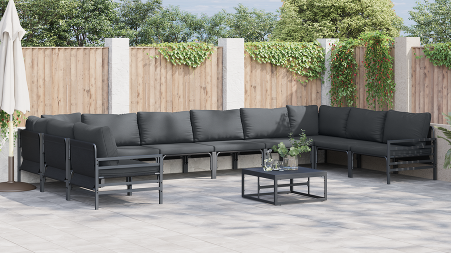 Tuin Sofa Set 11 pcs Antraciet Staal