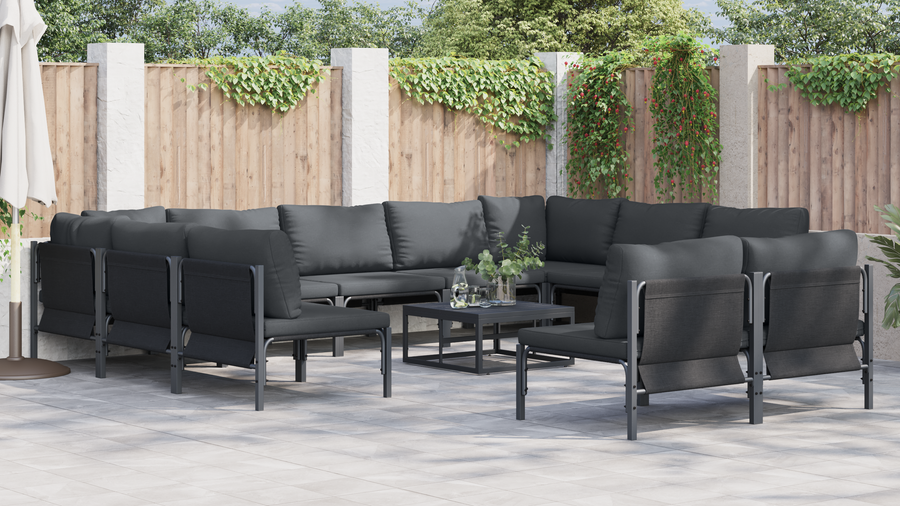 Tuin Sofa Set 11 pcs Antraciet Staal