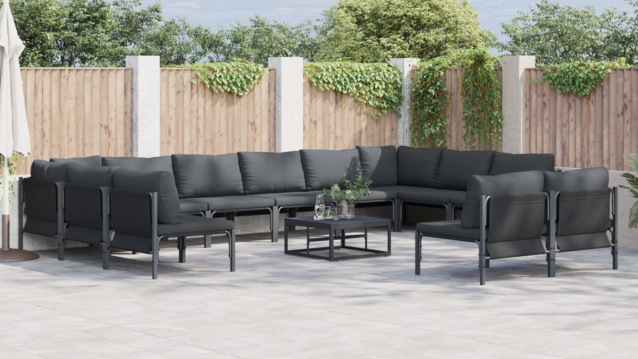 Tuin Sofa Set 12 pcs Antraciet Staal