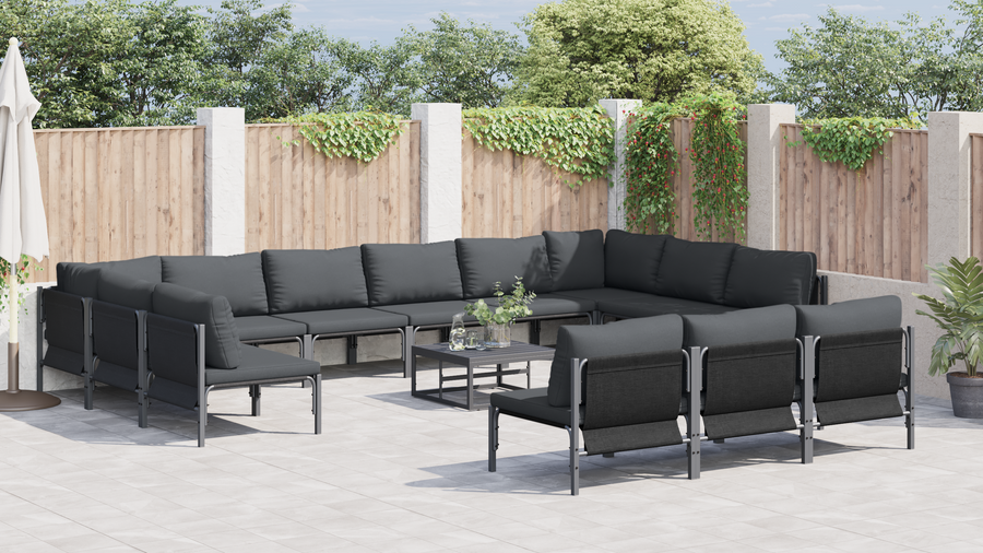 Tuin Sofa Set 14 pcs Antraciet Staal