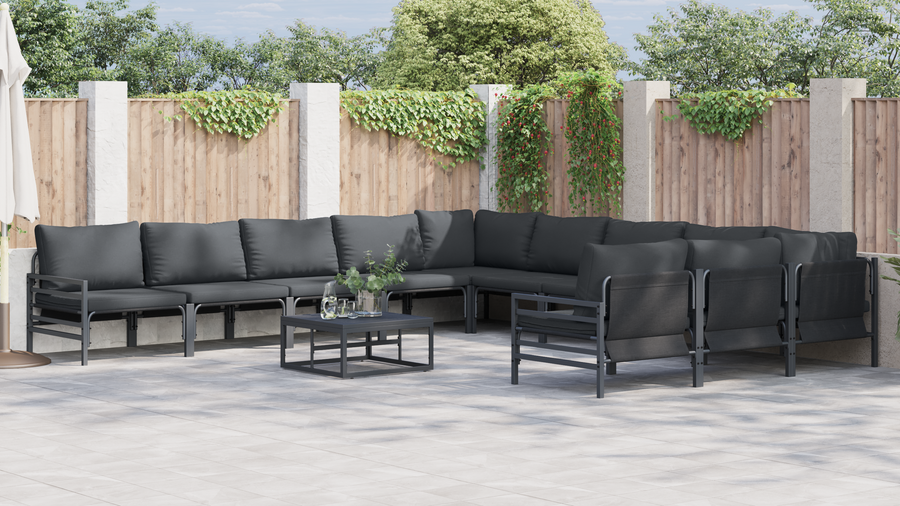 Tuin Sofa Set 12 pcs Antraciet Staal