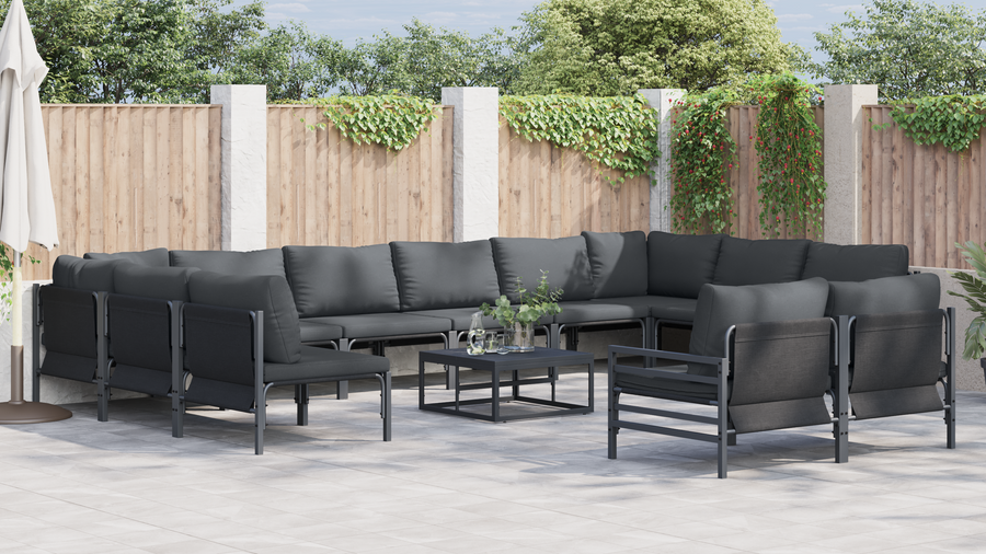 Tuin Sofa Set 12 pcs Antraciet Staal