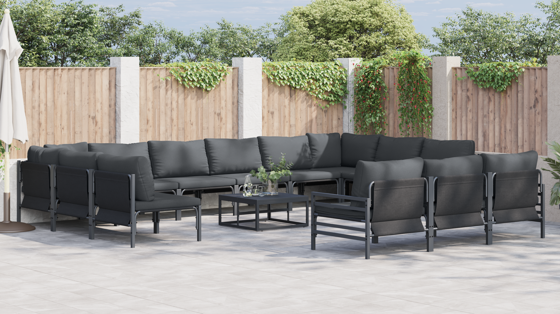 Tuin Sofa Set 13 pcs Antraciet Staal