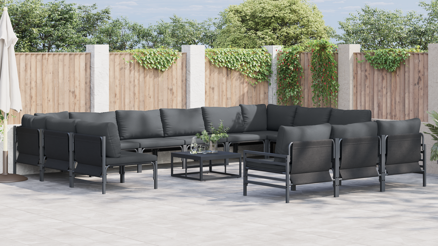 Tuin Sofa Set 14 pcs Antraciet Staal