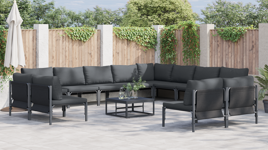 Tuin Sofa Set 13 pcs Antraciet Staal