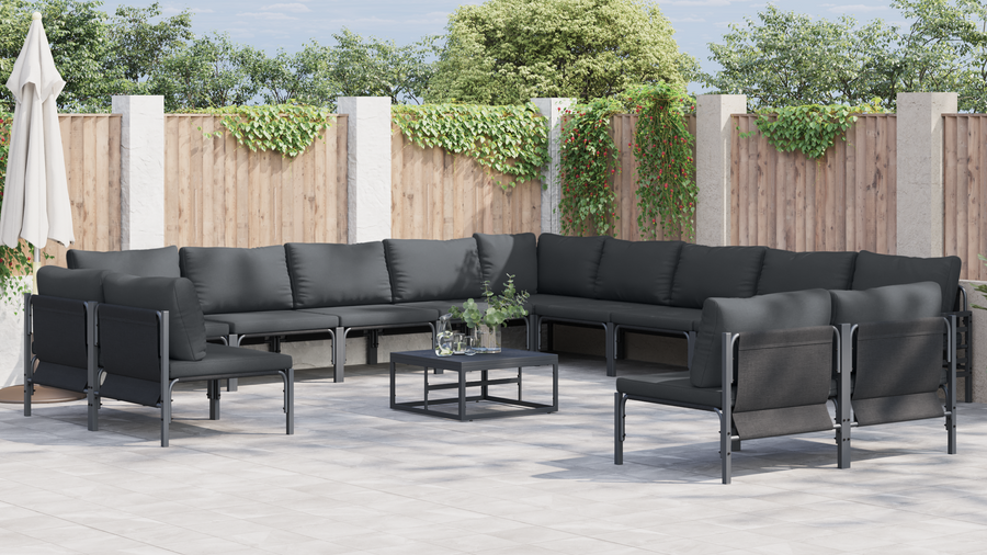 Tuin Sofa Set 13 pcs Antraciet Staal