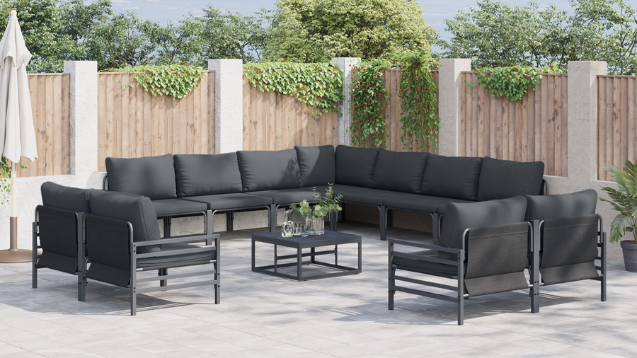 Tuin Sofa Set 12 pcs Antraciet Staal