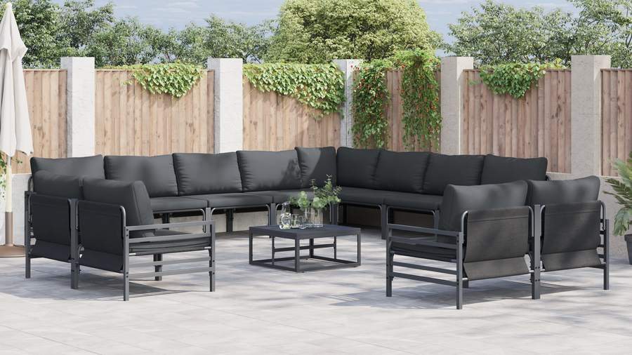 Tuin Sofa Set 12 pcs Antraciet Staal